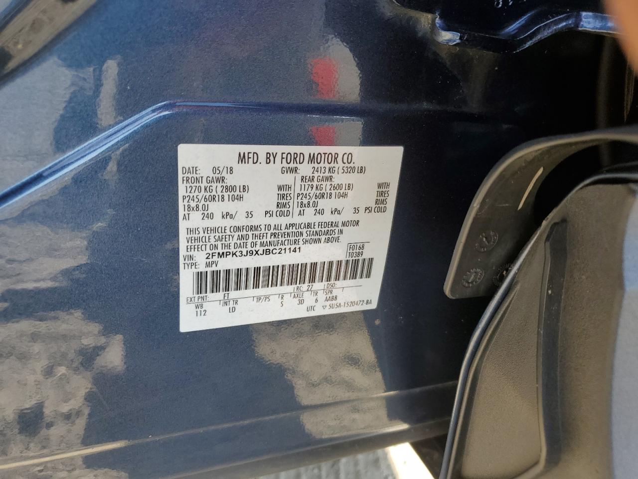 FORD EDGE 2018 VIN 2FMPK3J9XJBC21141 фото 13