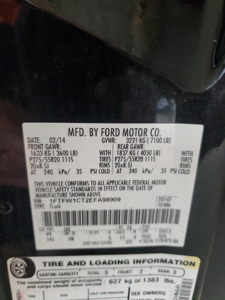 2014 Ford F150 Supercrew VIN: 1FTFW1CT2EFA98909 Lot: 61184405