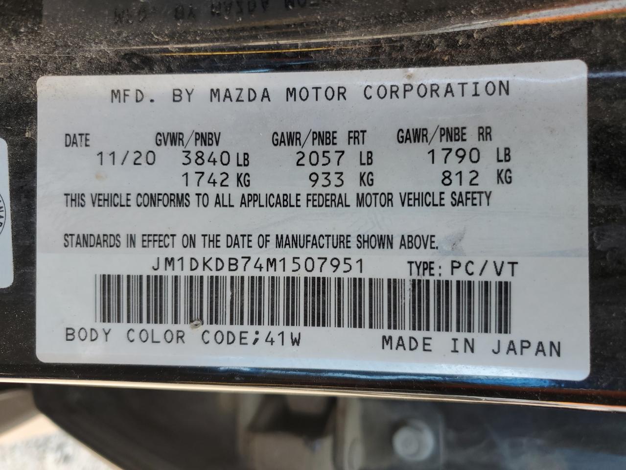 2021 Mazda Cx-3 Sport VIN: JM1DKDB74M1507951 Lot: 62555475