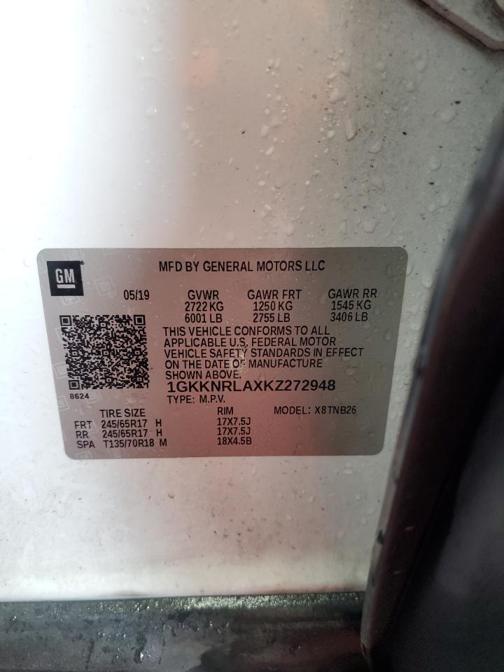 2019 GMC Acadia Sle VIN: 1GKKNRLAXKZ272948 Lot: 60263105