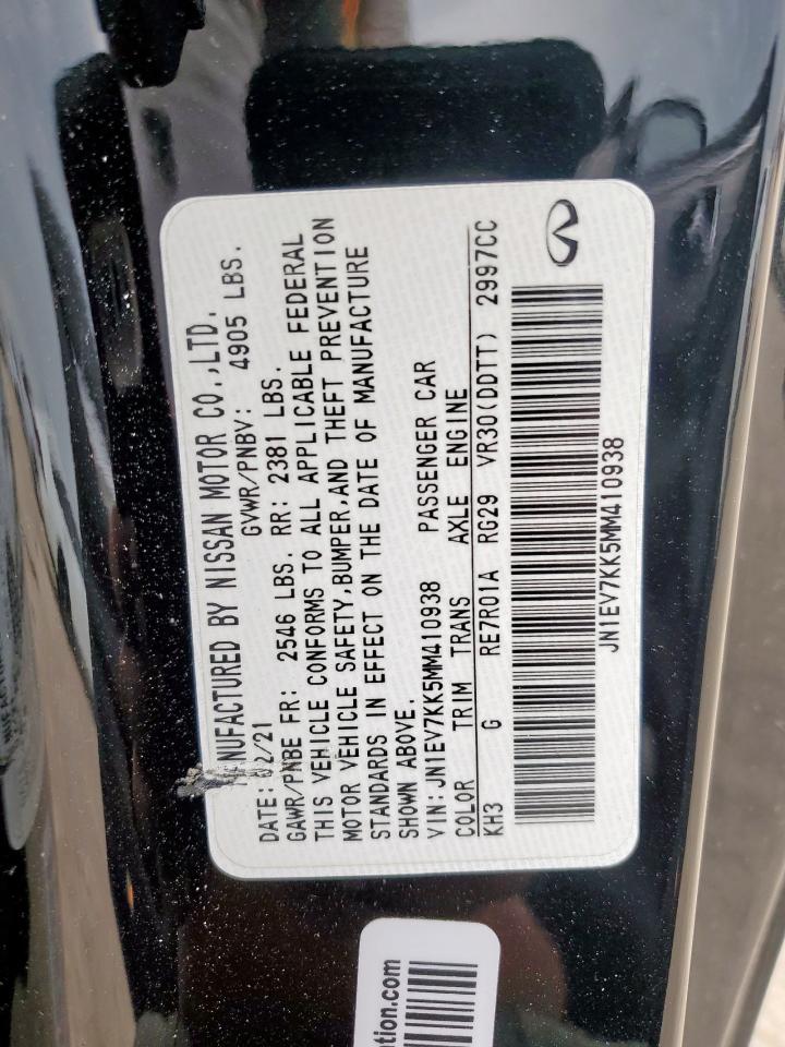 2021 Infiniti Q60 Luxe VIN: JN1EV7KK5MM410938 Lot: 62374315