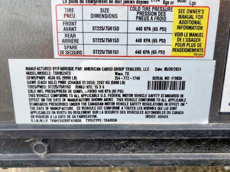 2024 AMERICAN CARGO TSV8524T3 ENCLOSED CARGO TRAIL