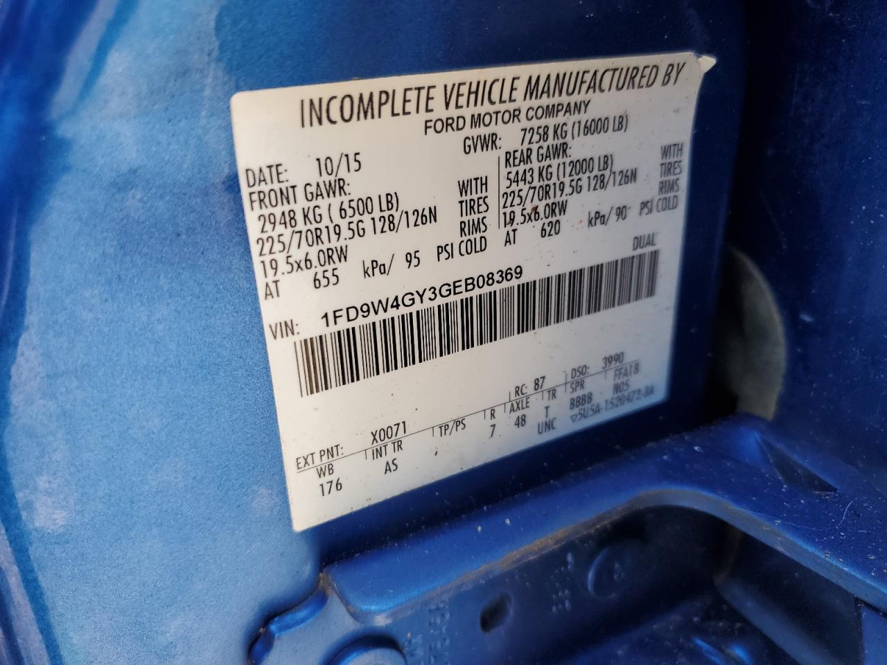 2016 Ford F450 Super Duty VIN: 1FD9W4GY3GEB08369 Lot: 61957965