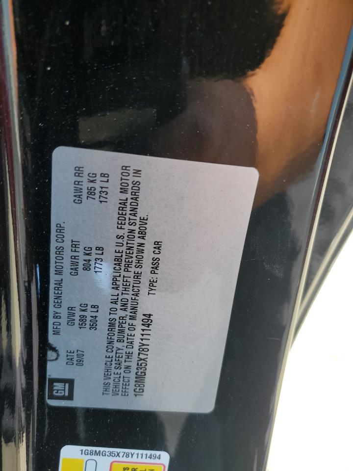 2008 Saturn Sky Redline VIN: 1G8MG35X78Y111494 Lot: 62070125