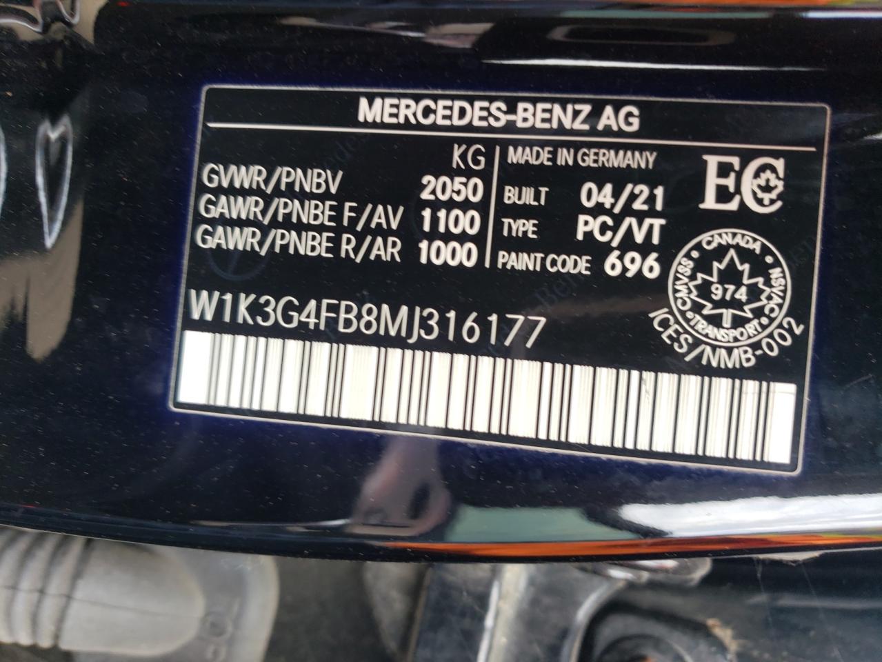 2021 Mercedes-Benz A 220 4Matic VIN: W1K3G4FB8MJ316177 Lot: 60663615