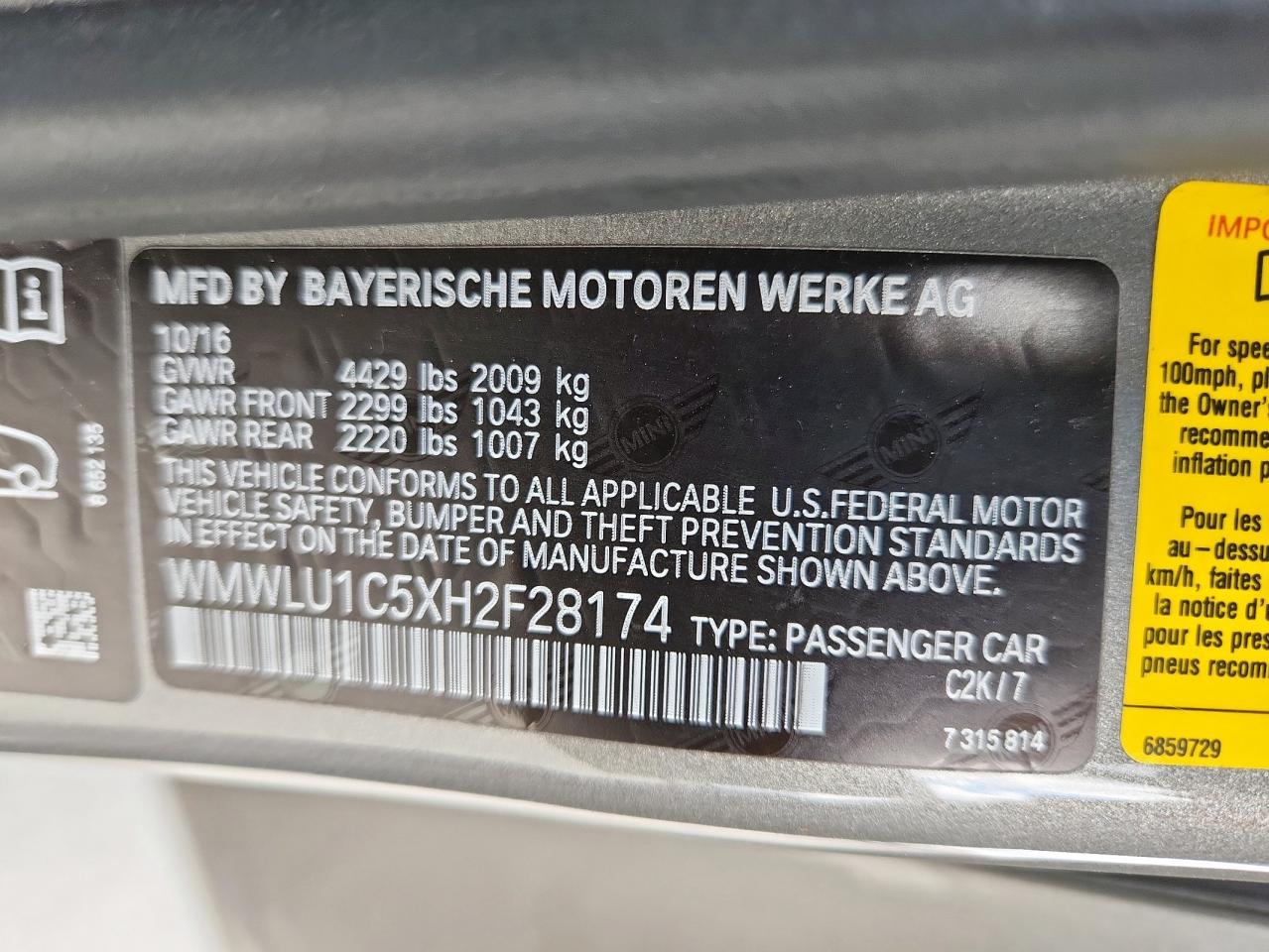2017 Mini Cooper Clubman All4 VIN: WMWLU1C5XH2F28174 Lot: 62397395