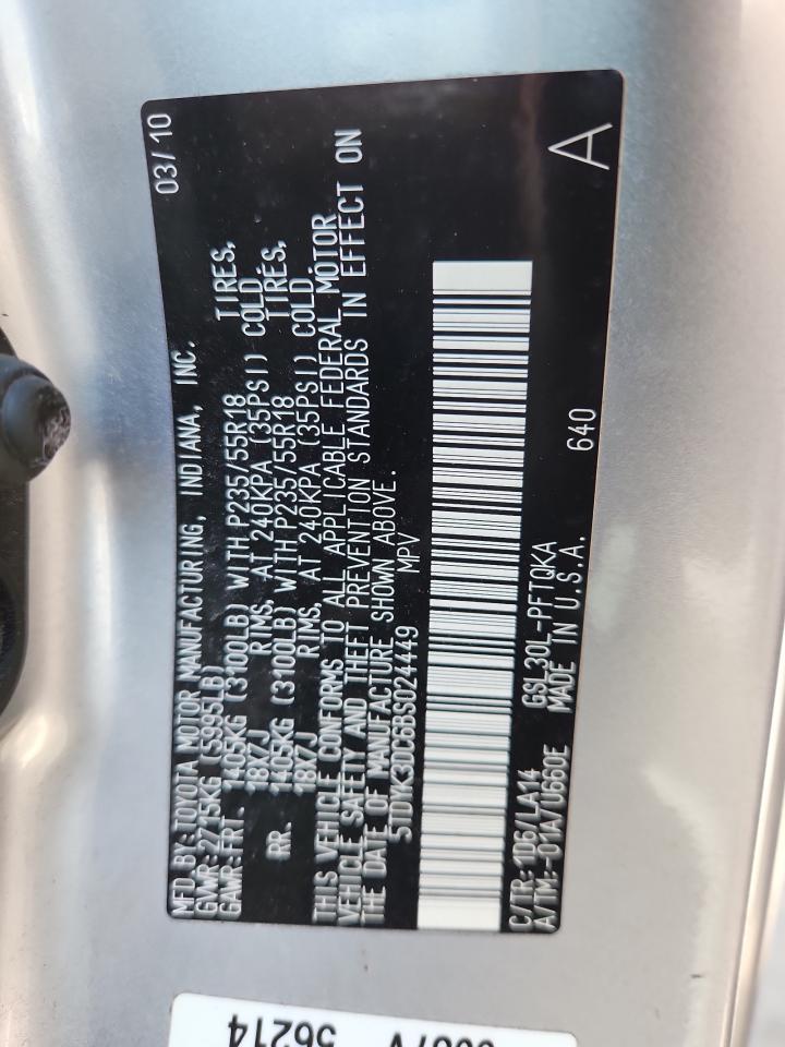 2011 Toyota Sienna Xle VIN: 5TDYK3DC6BS024449 Lot: 62478785