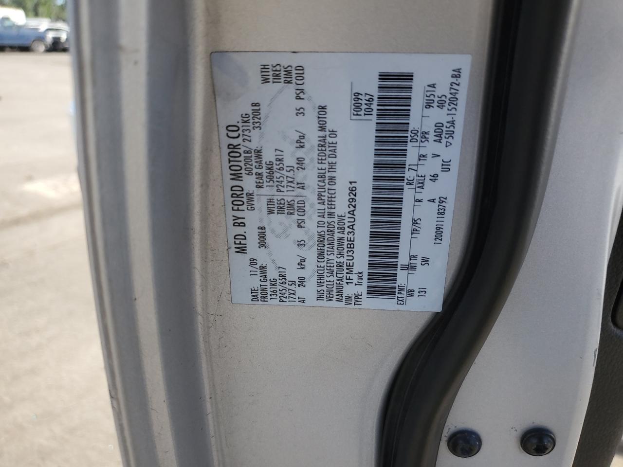 2010 Ford Explorer Sport Trac Xlt VIN: 1FMEU3BE3AUA29261 Lot: 60152165
