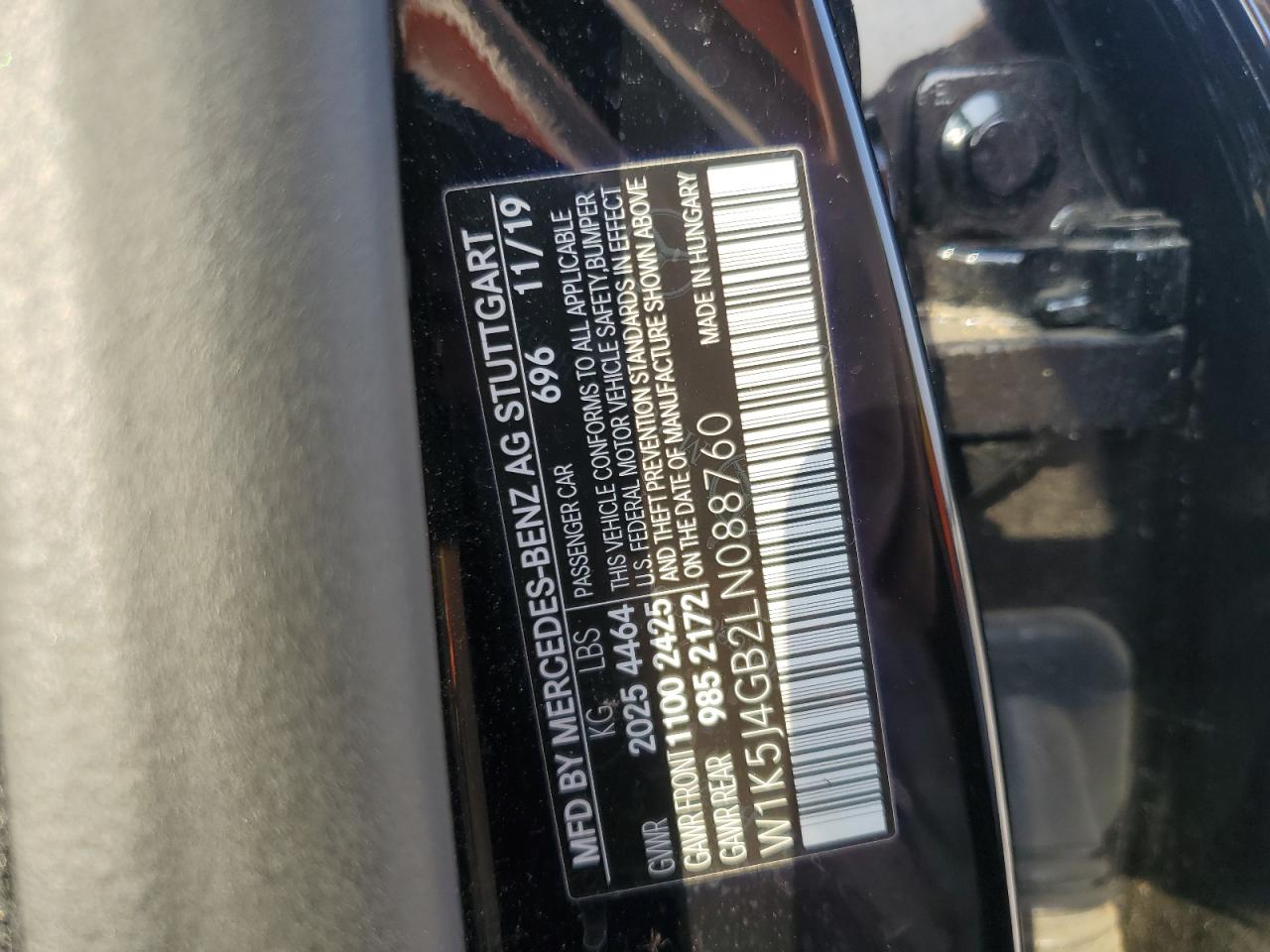 2020 Mercedes-Benz Cla 250 VIN: W1K5J4GB2LN088760 Lot: 59365575