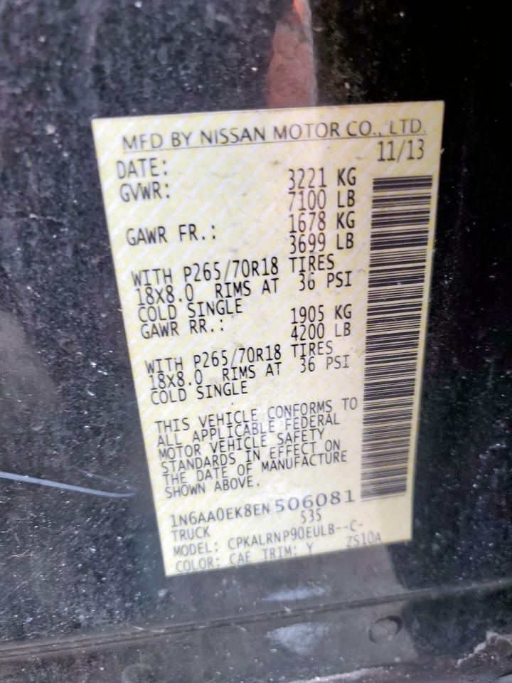 2014 Nissan Titan S VIN: 1N6AA0EK8EN506081 Lot: 60420195