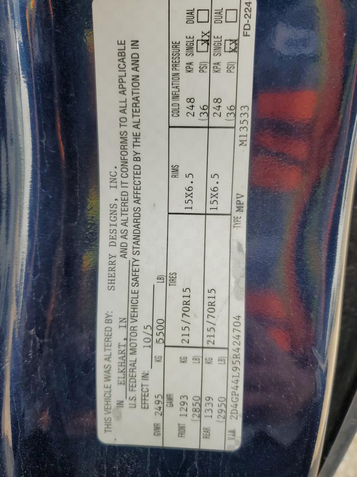 2005 Dodge Grand Caravan Sxt VIN: 2D4GP44L95R424704 Lot: 61243925