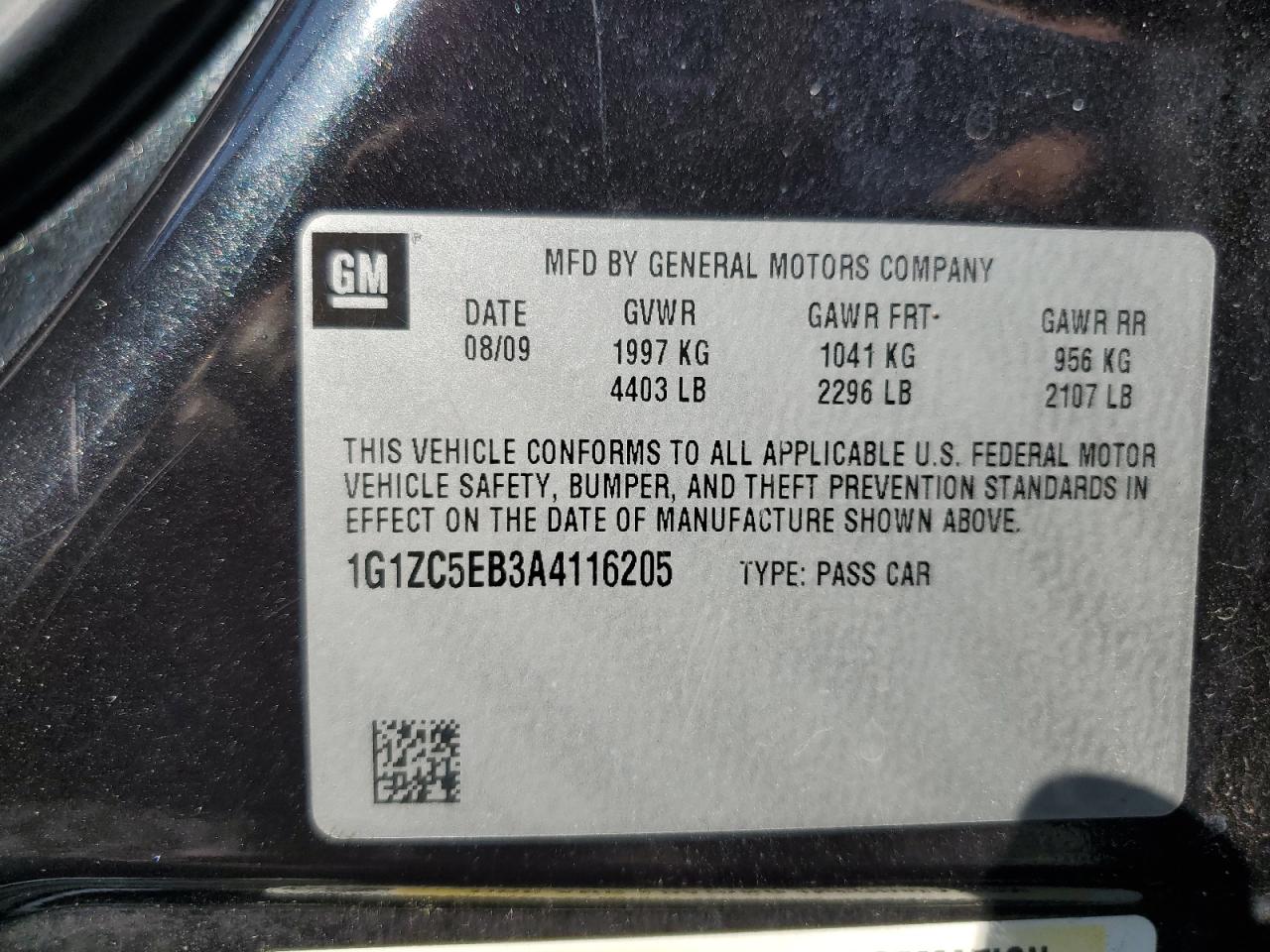 2010 Chevrolet Malibu 1Lt VIN: 1G1ZC5EB3A4116205 Lot: 61541255