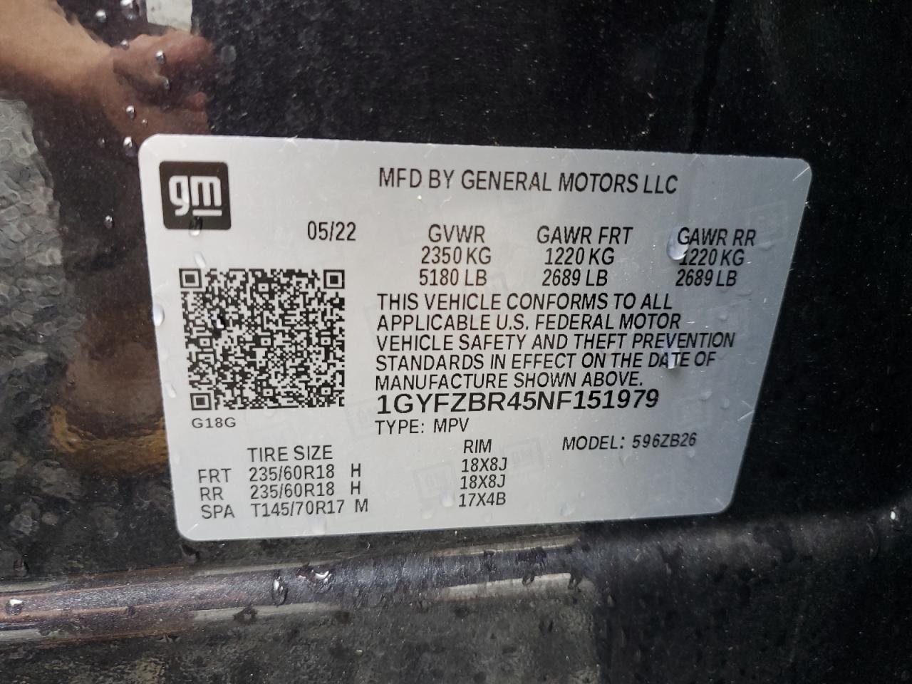 2022 Cadillac Xt4 Luxury VIN: 1GYFZBR45NF151979 Lot: 59496105