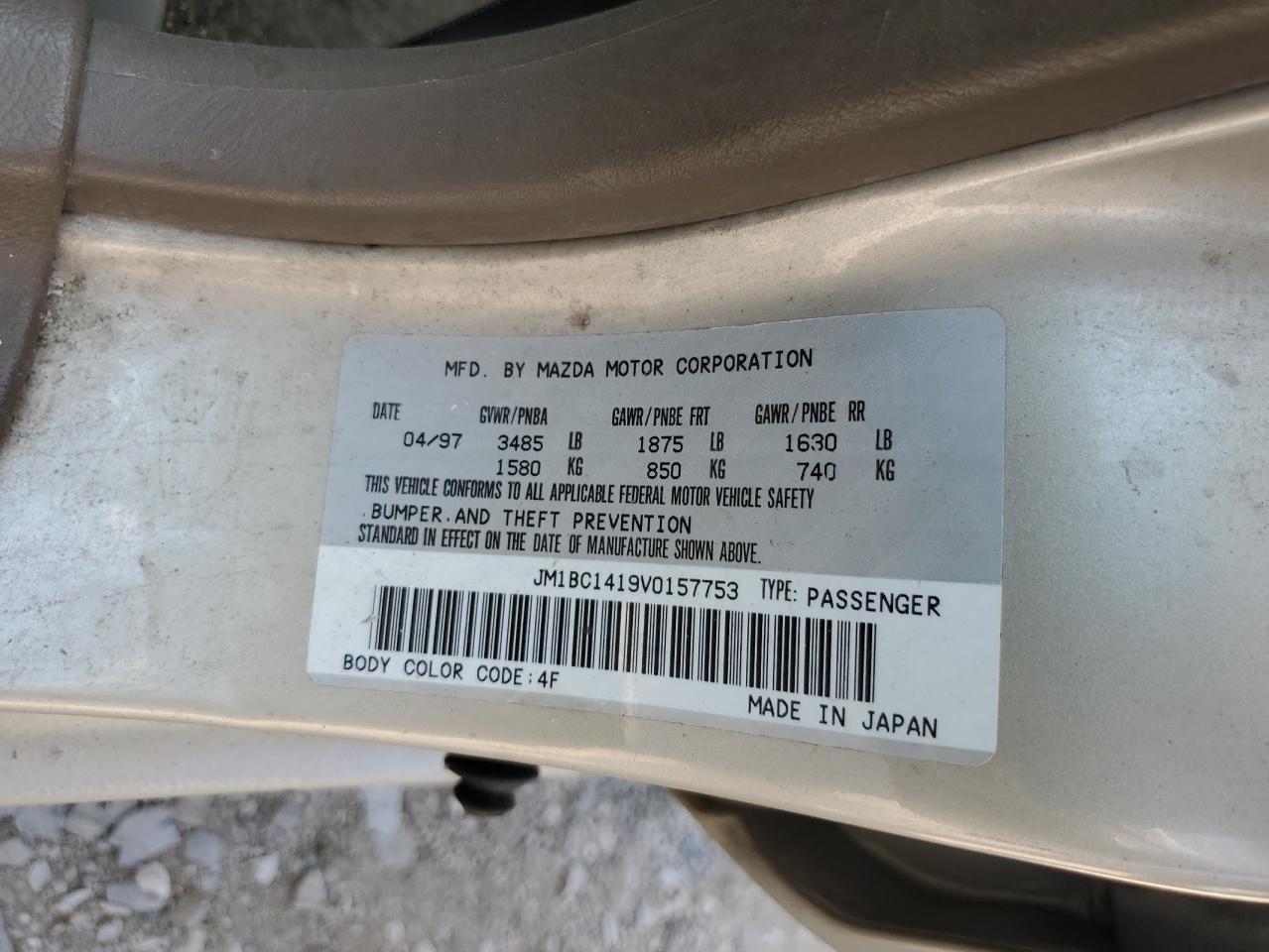 1997 Mazda Protege Dx VIN: JM1BC1419V0157753 Lot: 62506085