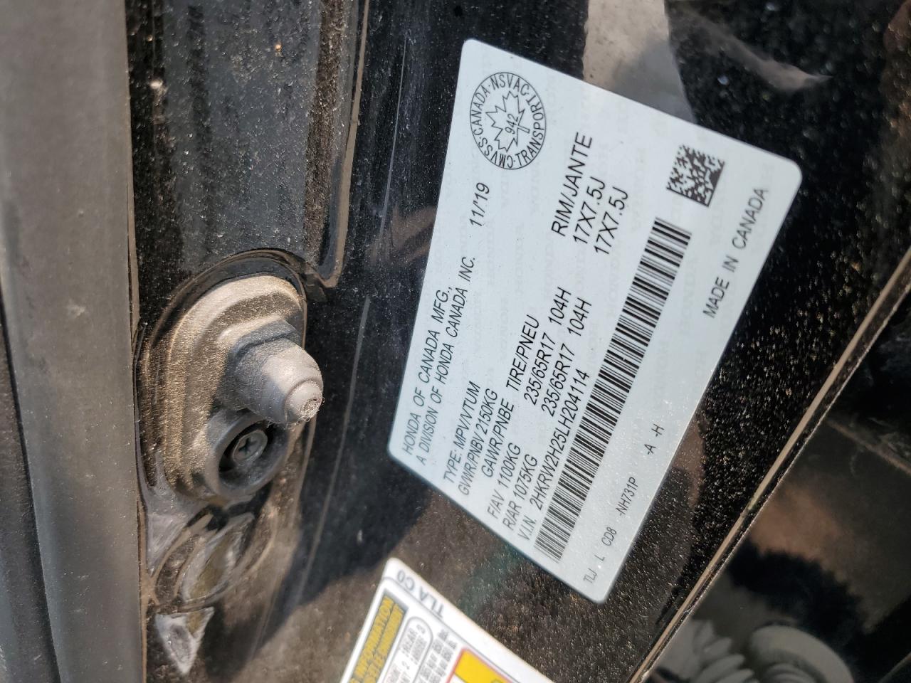 2020 Honda Cr-V Lx VIN: 2HKRW2H25LH204114 Lot: 58008305