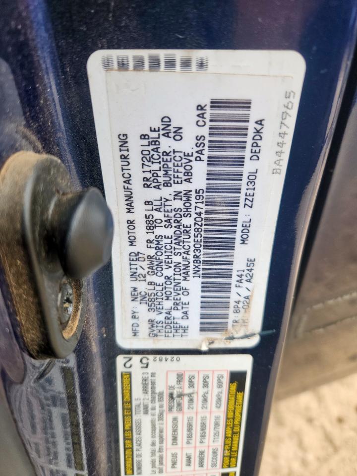 2008 Toyota Corolla Ce VIN: 1NXBR30E58Z047195 Lot: 60575145