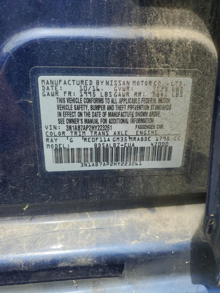 2017 Nissan Sentra S VIN: 3N1AB7AP2HY223261 Lot: 62685345