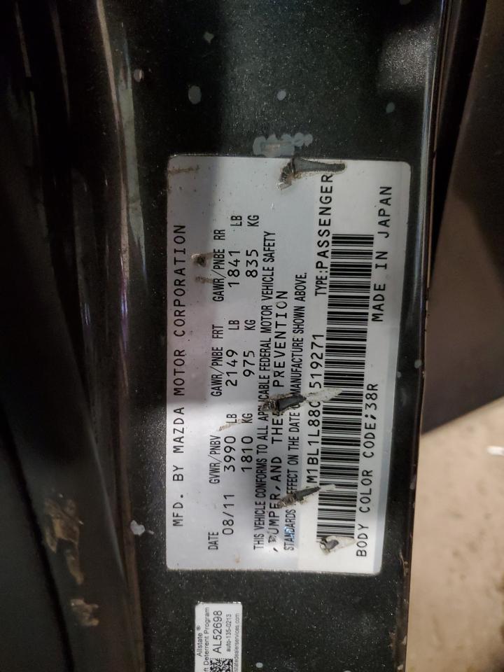 2012 Mazda 3 I VIN: JM1BL1L88C1519271 Lot: 61214185