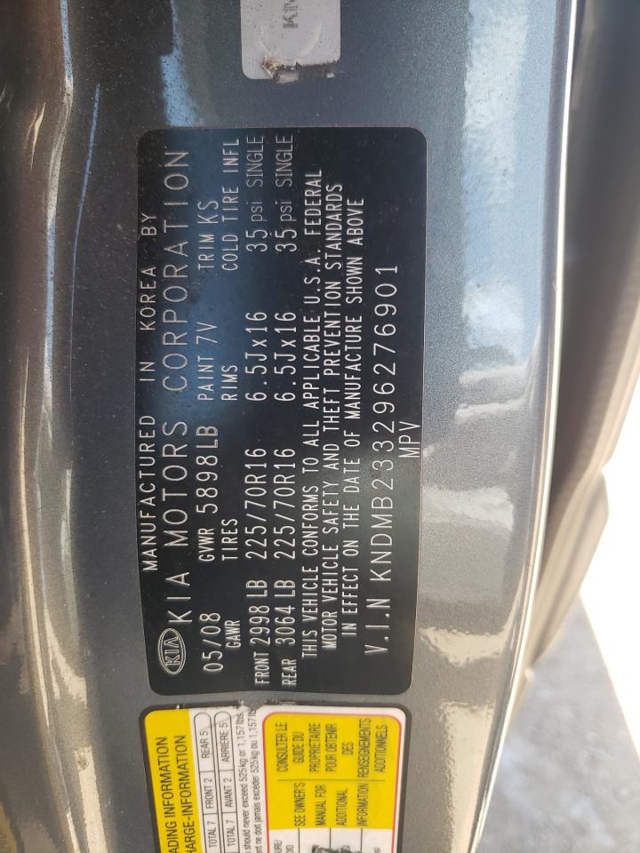 2009 Kia Sedona Ex VIN: KNDMB233296276901 Lot: 57689355