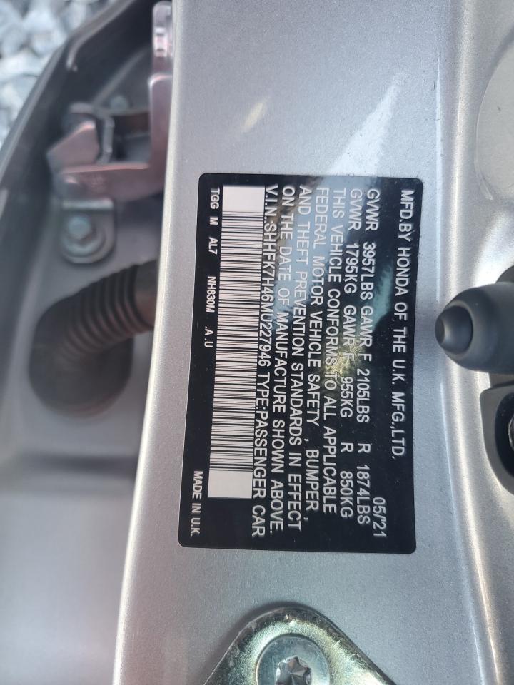 HONDA CIVIC 2021 VIN SHHFK7H46MU22794X фото 12