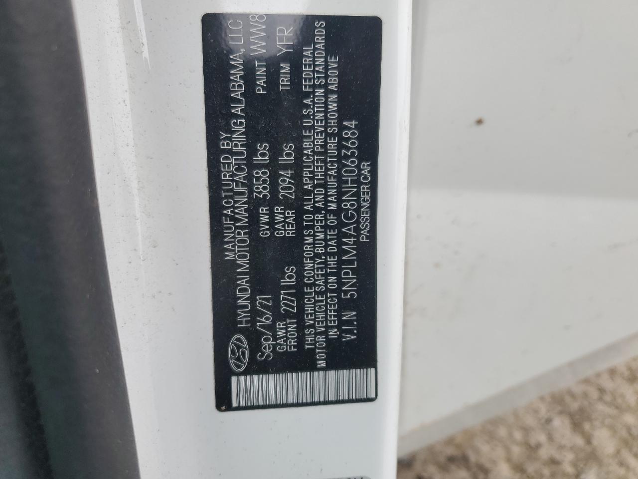 2022 Hyundai Elantra Sel VIN: 5NPLM4AG8NH063684 Lot: 62782815