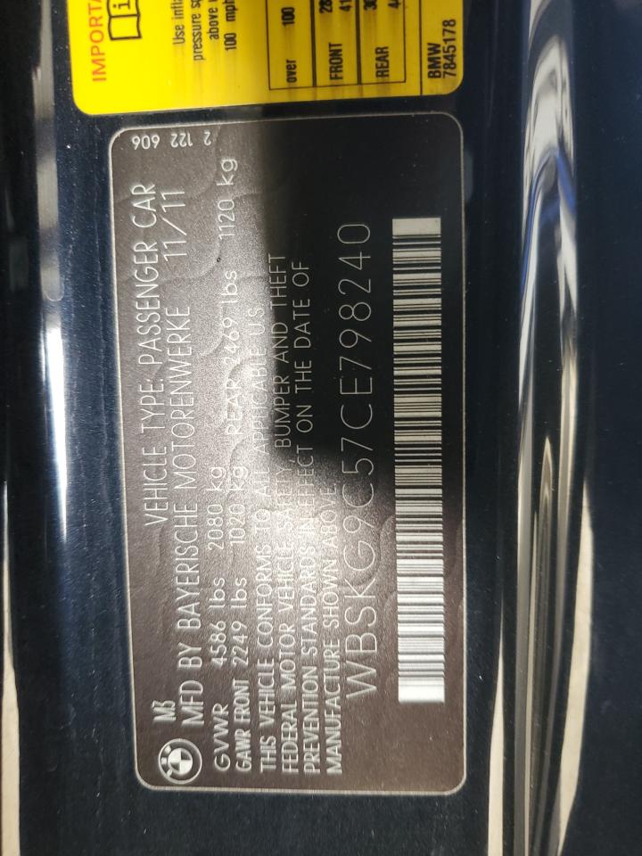 2012 BMW M3 VIN: WBSKG9C57CE798240 Lot: 61774515