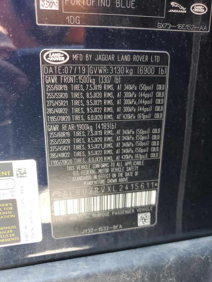 2020 Land Rover Discovery Landmark VIN: SALRU2RVXL2415611 Lot: 58900625