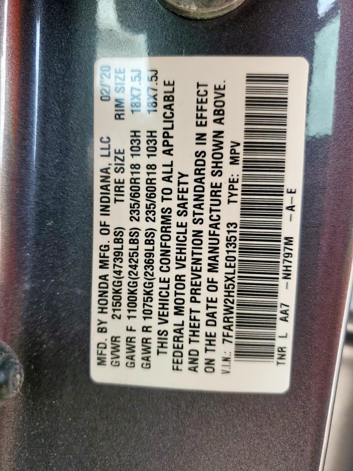 2020 Honda Cr-V Ex VIN: 7FARW2H5XLE013513 Lot: 58770865
