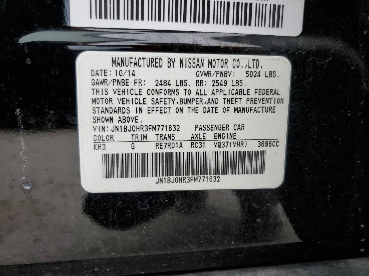 2015 Infiniti Qx50 VIN: JN1BJ0HR3FM771632 Lot: 61355655