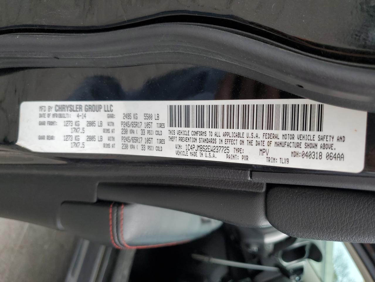 JEEP CHEROKEE 2014 VIN 1C4PJMBS2EW237725 zdjęcie 14
