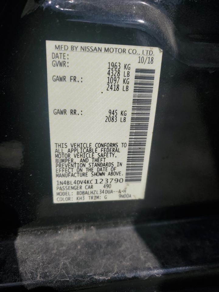 2019 Nissan Altima Sv VIN: 1N4BL4DV4KC123790 Lot: 62834235