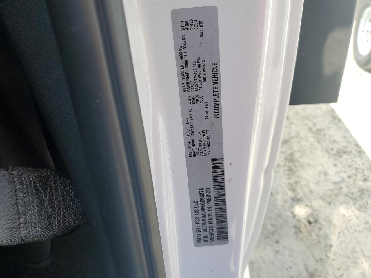 2021 Ram 3500 VIN: 3C7WR9AJ9MG668878 Lot: 61590565