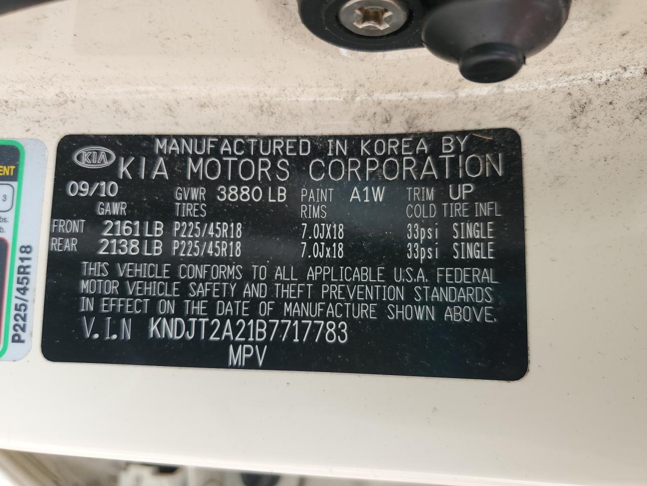 2011 Kia Soul + VIN: KNDJT2A21B7717783 Lot: 60940965