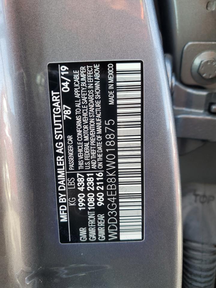 2019 Mercedes-Benz A 220 VIN: WDD3G4EB8KW018875 Lot: 62552985