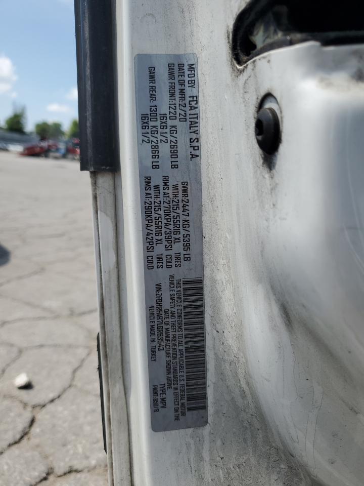 2020 Ram Promaster City VIN: ZFBHRFAB7L6R63543 Lot: 62125435
