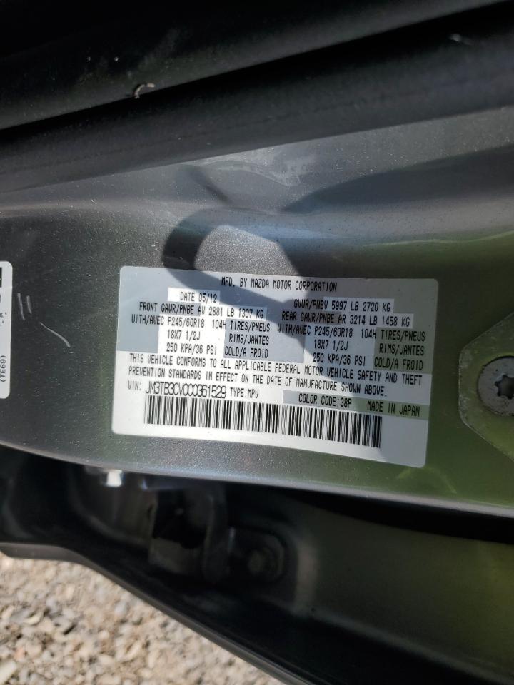 2012 Mazda Cx-9 VIN: JM3TB3CV0C0361529 Lot: 62175515