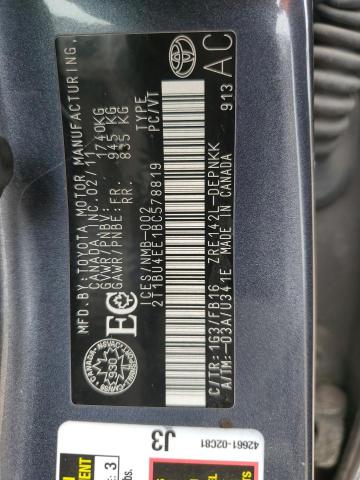 2011 TOYOTA COROLLA BASE  