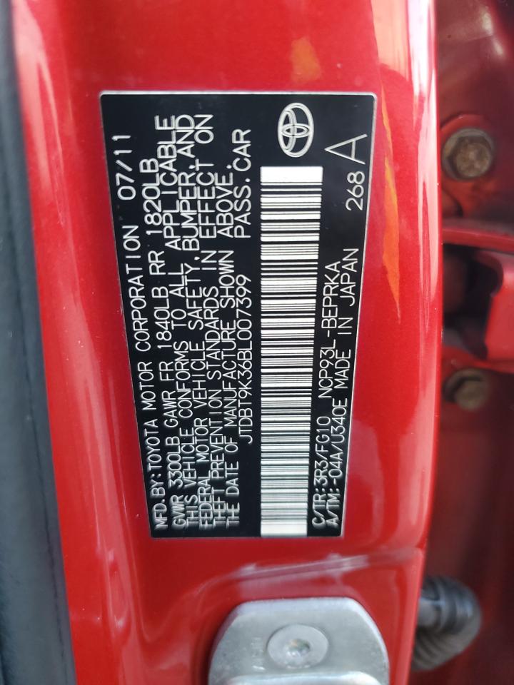 2011 Toyota Yaris VIN: JTDBT9K36BL007399 Lot: 60972065