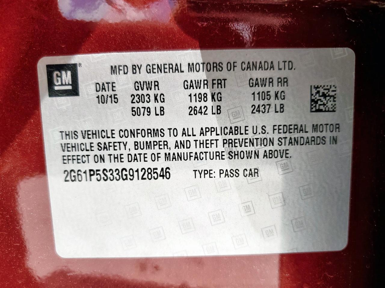2016 Cadillac Xts Premium Collection VIN: 2G61P5S33G9128546 Lot: 61679005