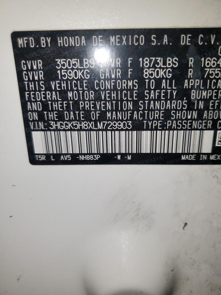 2020 Honda Fit Ex VIN: 3HGGK5H8XLM729903 Lot: 63150915