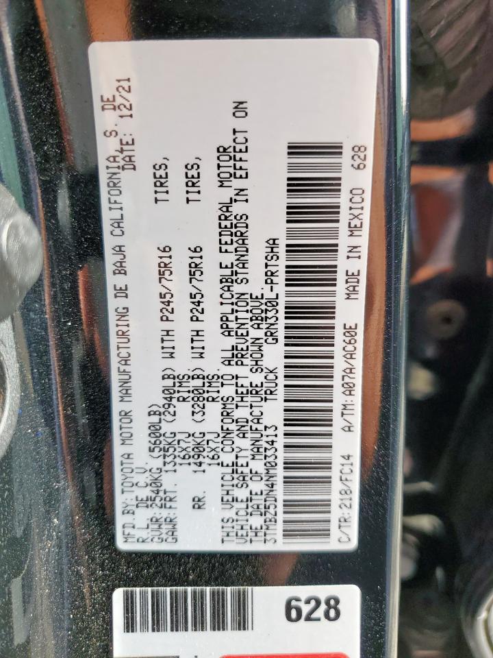 2022 Toyota Tacoma Double Cab VIN: 3TMBZ5DN4NM033413 Lot: 62882745