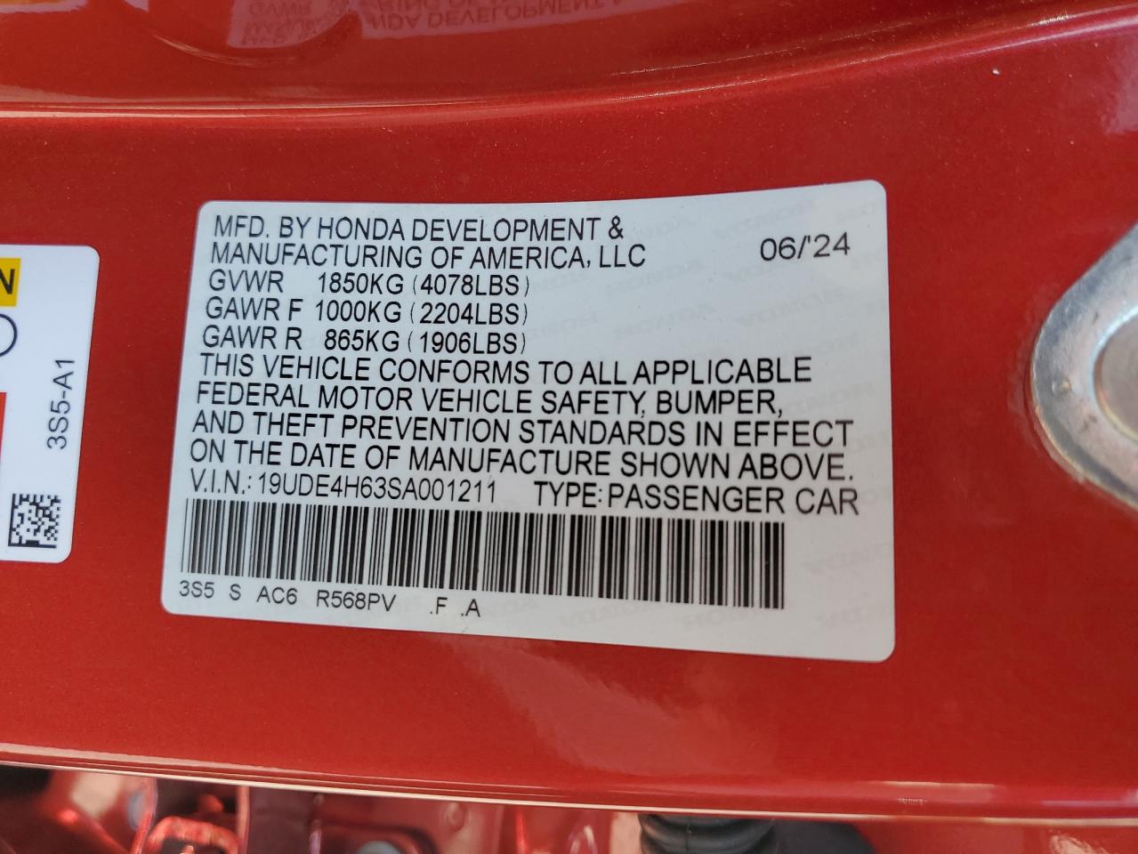 2025 Acura Integra A-Spec Tech VIN: 19UDE4H63SA001211 Lot: 62104645