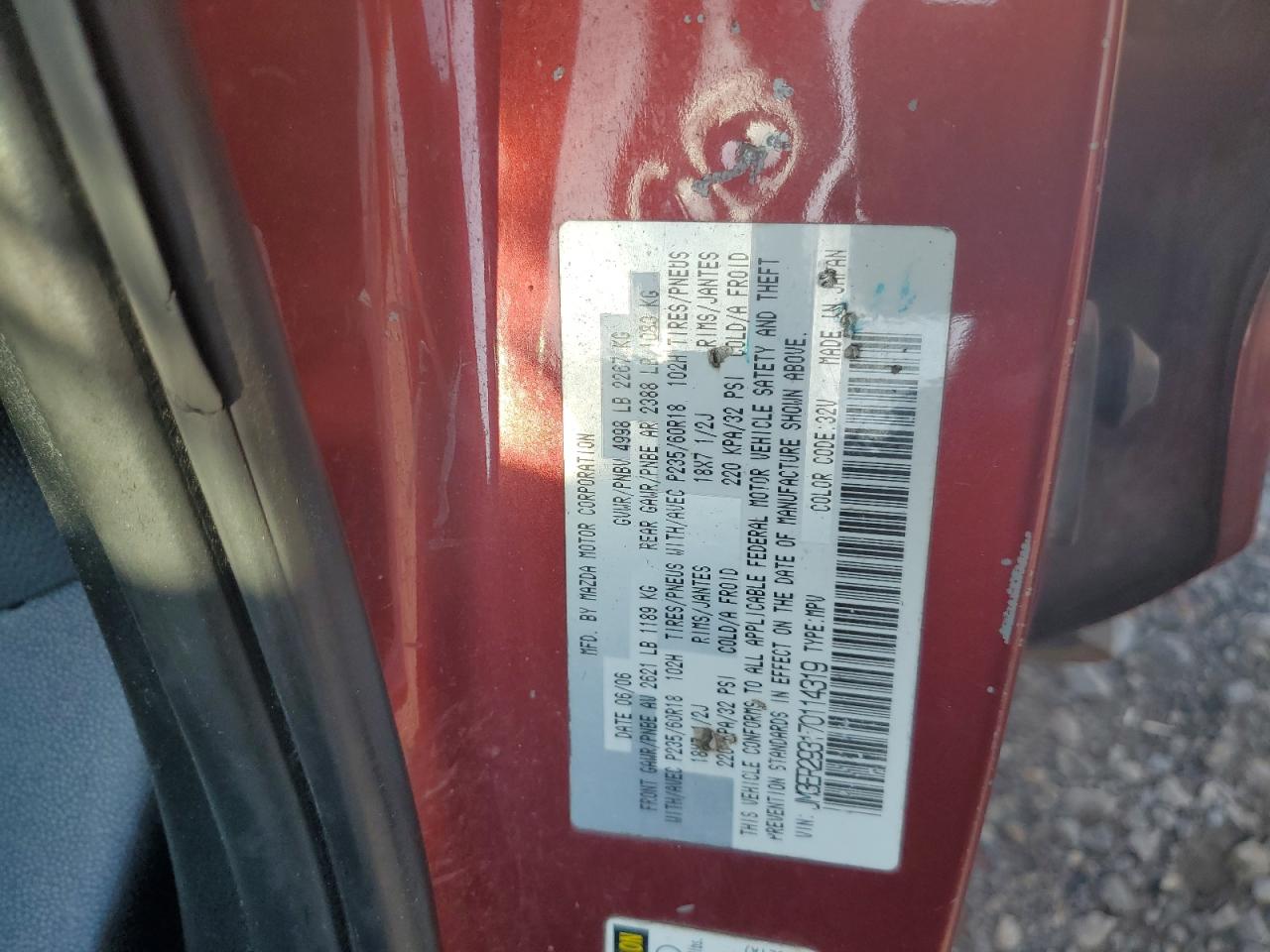 2007 Mazda Cx-7 VIN: JM3ER293170114319 Lot: 62506675