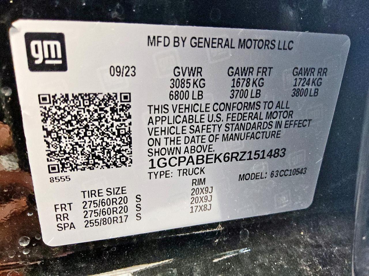 1GCPABEK6RZ151483 CHEVROLET ALL Models 2024