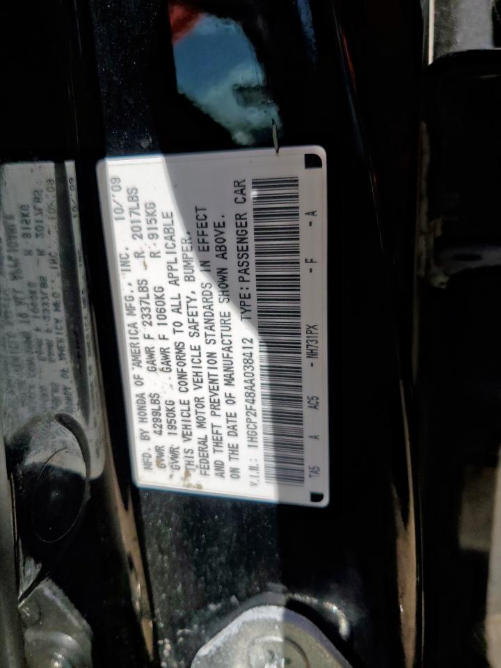 2010 Honda Accord Lxp VIN: 1HGCP2F48AA038412 Lot: 68967875