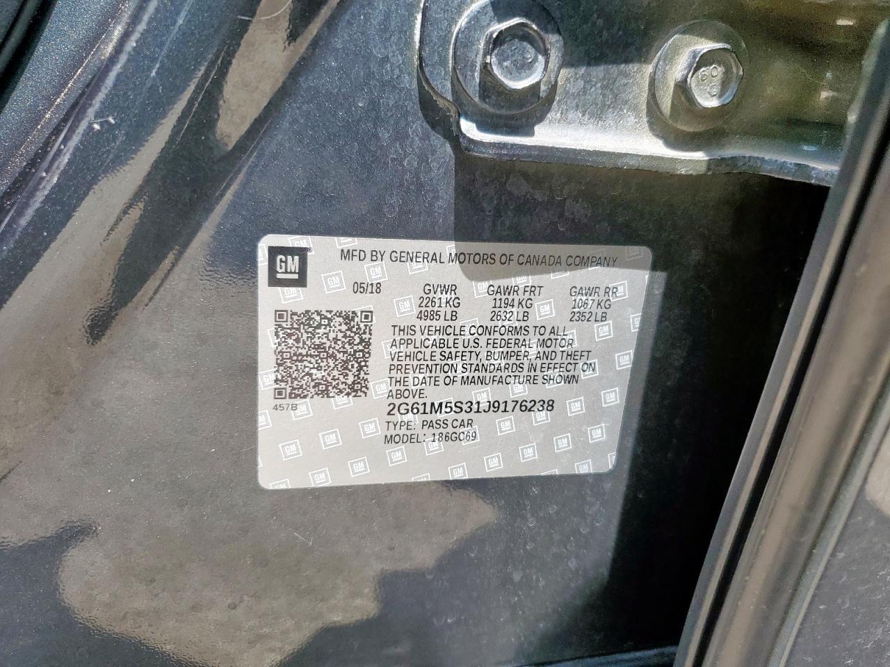 2018 Cadillac Xts Luxury VIN: 2G61M5S31J9176238 Lot: 61070705