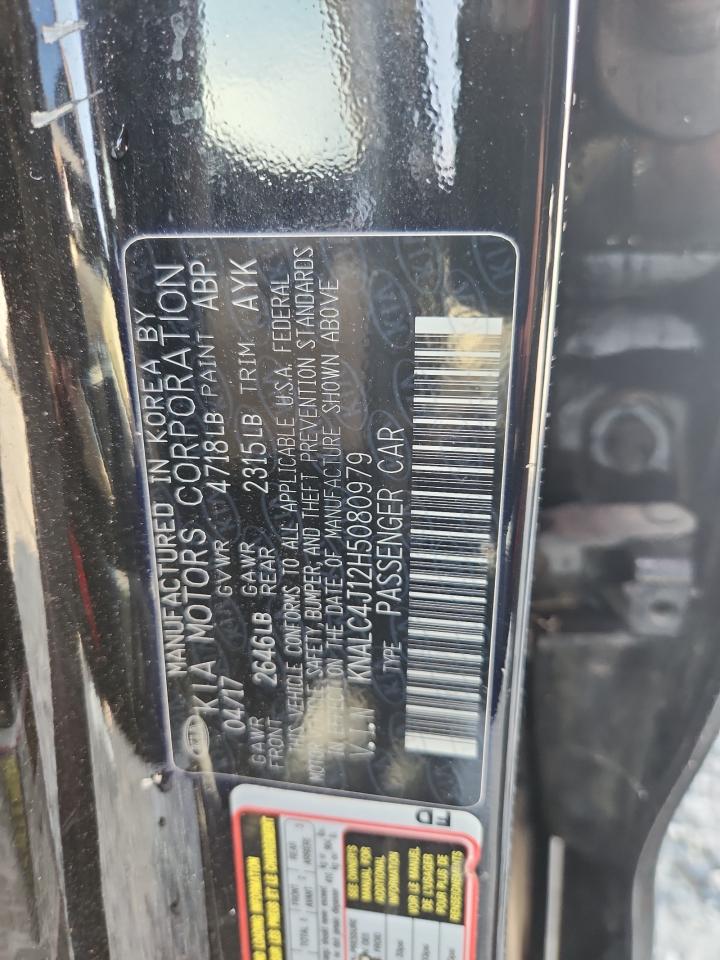 2017 Kia Cadenza Premium VIN: KNALC4J12H5080979 Lot: 60990875