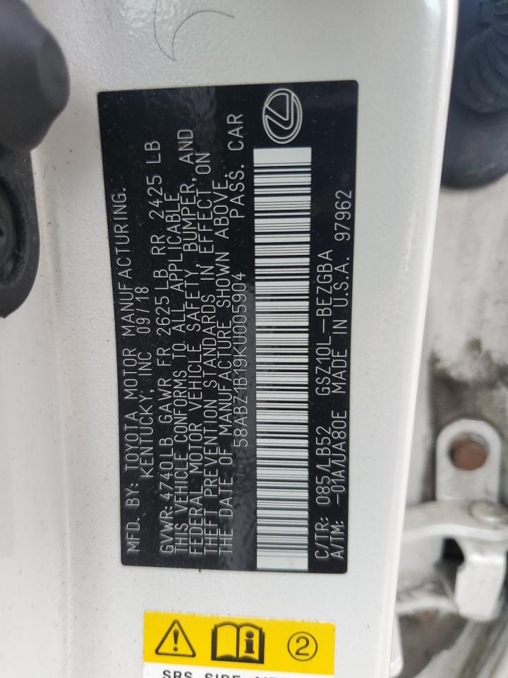 2019 Lexus Es 350 VIN: 58ABZ1B19KU005904 Lot: 62735485