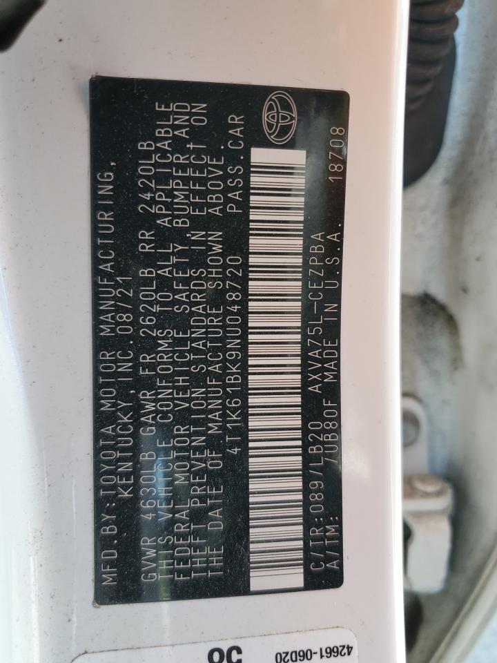 TOYOTA CAMRY 2022 VIN 4T1K61BK9NU048720 фото 12