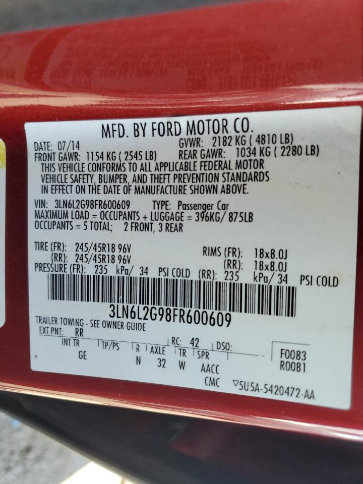 2015 Lincoln Mkz VIN: 3LN6L2G98FR600609 Lot: 62648325